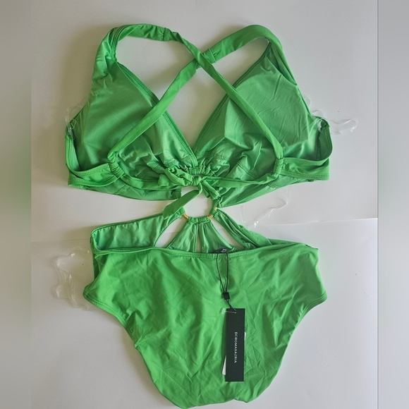BCBGMAXAZRIA Womens Cut-Out Lime One-Piece Swimsuit - Picture 3 of 8
